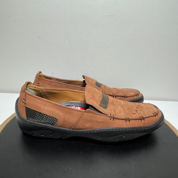 Michael Toschi Mach Loafer Men‎ 11.5 Carbon Fiber Leather Driving Shoe Nubuck - Picture 1 of 14